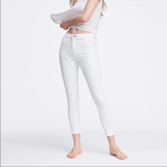 rag & bone Denim - RAG & BONE Nina High Rise Ankle Skinny White Jeans